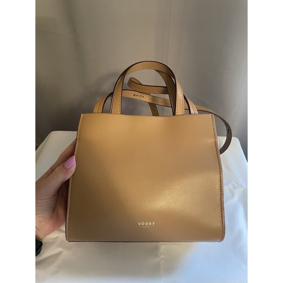 VOORT STUDIO Belgian Designer Mini Bag Sand Tan Purse Crossbody W Strap NEW $833 - Picture 1 of 16